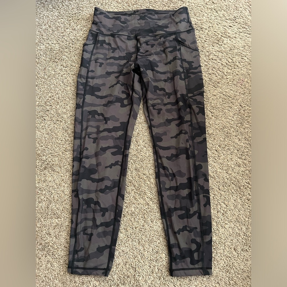 BARE by Bare Necessities High Impact High-Waist Leggings Camo Size XL Nylon Gray